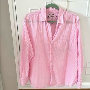 Frank & Eileen Eileen Shirt in Casual Cotton Pink/White Stripe L